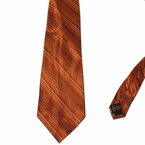 J. Ferrar Silk Orange and Blue Striped Tie